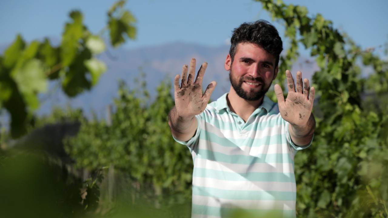wine maker in vineyard says no to greenwashing